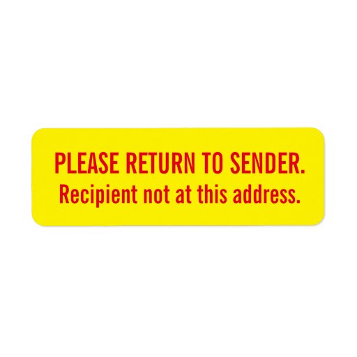 Return to Sender Not at this Address Stickers Label | Zazzle