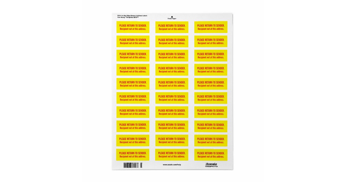 Return To Sender Not At This Address Stickers Label Zazzle