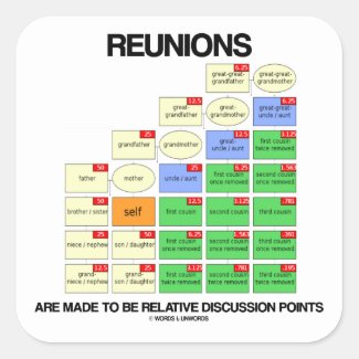 Reunions Are Made To Be Relative Discussion Points Square Sticker