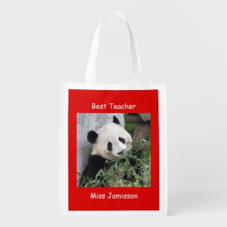 Reusable Grocery Bag, Red, Giant Panda
