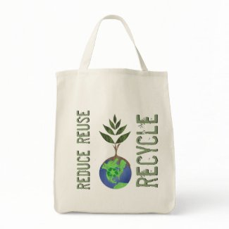 Reuse Reduce Recycle Tree Earth Globe bag