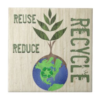 Reuse Reduce Recycle Tree Earth Globe Wood Grain tile