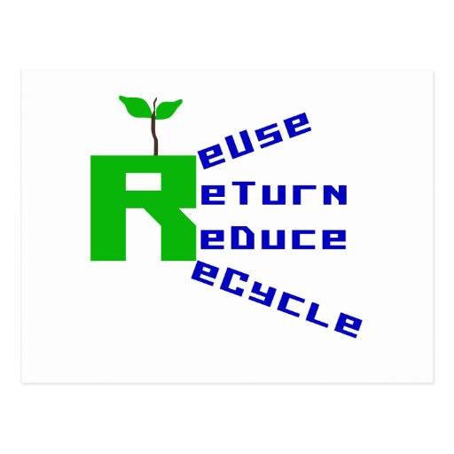 Reuse Return Reduce Recycle T-shirts and Gifts Post Cards