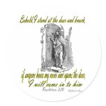 Revelations 3:20 round sticker