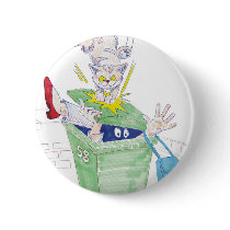 Revenge of the wheelie bin cat! pinback buttons