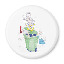 Revenge of the wheelie bin cat! magnet