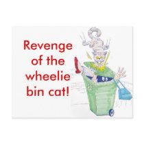 Revenge of the wheelie bin cat! post cards