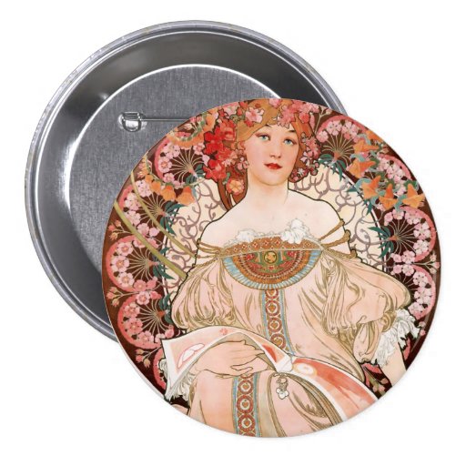 Reverie Alphonse Mucha Pinback Buttons