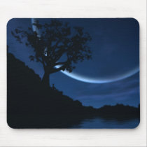 digital, blasphemy, blue, planet, reverie, tree, desktop wallpaper, Mouse pad with custom graphic design