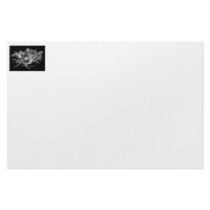 Reverse black and white of a lute and flowers stationery
