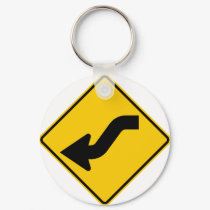 Reverse Curve (Left) Highway Sign keychains