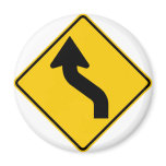 Reverse Curve (Left) Highway Sign Fridge Magnet