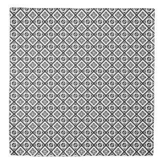 Reversible Black & White Angled Equal Sign Pattern Duvet Cover