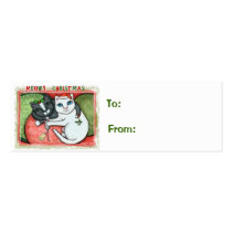 Reversible Christmas Cats Gift Tag business cards