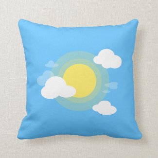 Reversible Day and Night Illustration Throw Pillow