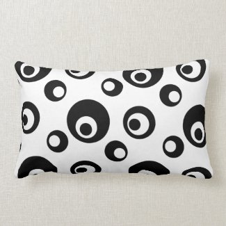 Reversible Modern Black & White Abstract Circles Pillows