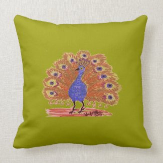 Reversible Pillow - Peacock - Green/Brown