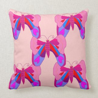 Reversible Pillow - Pink Butterfly