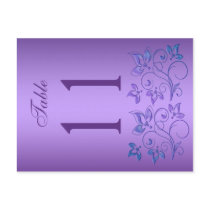 Reversible Purple and Blue Floral Table Number Postcards