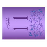 Reversible Purple and Blue Floral Table Number Postcards