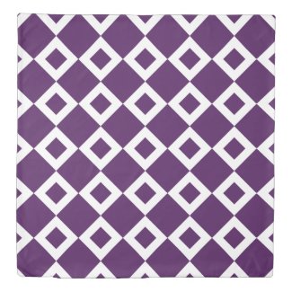 Reversible Purple and White Diamond Patterns Duvet Cover