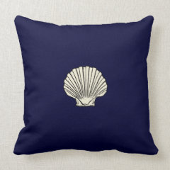 Reversible Red and Blue Seashell Throw Pillow