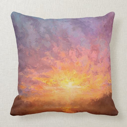 Reversible Sunrise & Tropical Flower Accent Pillow Zazzle