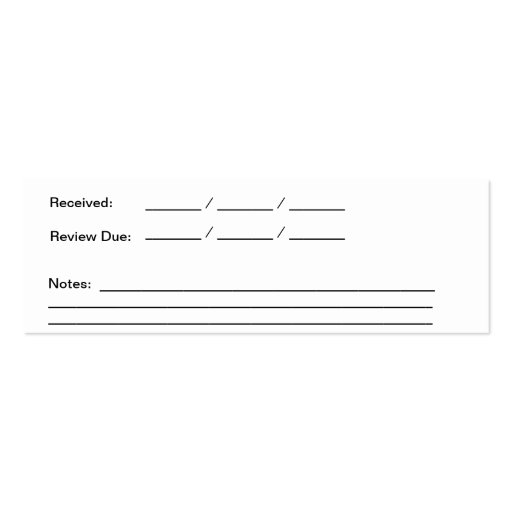 Reviewers Book Mark Business Card (back side)