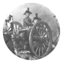 Revolutionary War Molly Pitcher Cannon Round Sticker