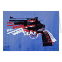 Revolver on Blue Card