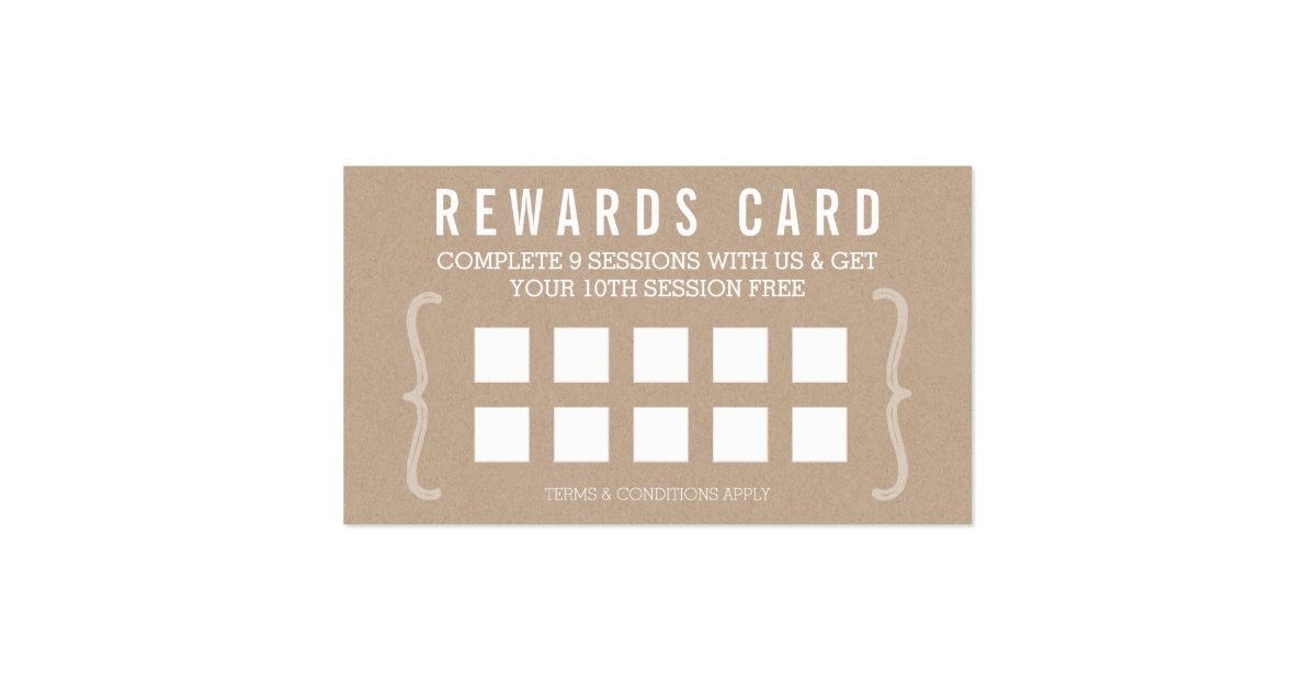 Reward Punch Card Simple Text Minimal Trendy Kraft Zazzle