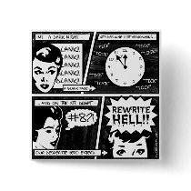 Rewrite Hell Comic Strip Pinback Button