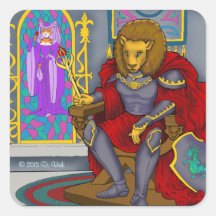 Rey Sticker del león Calcomanía Cuadradas Personalizadas