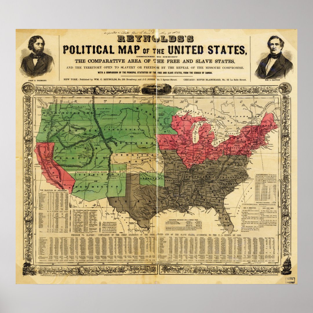 Reynolds Political Map Of The United States Poster Zazzle