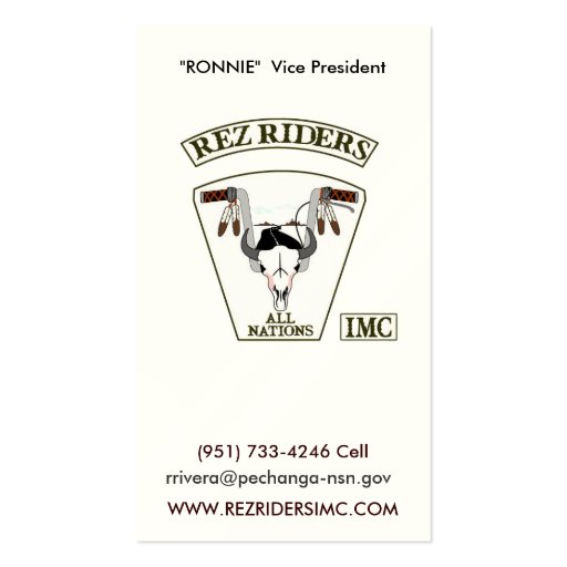 Rez Riders IMC Business Card Template (front side)