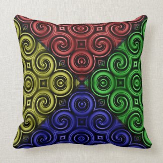 RGBY Waves Big Throw Pillow