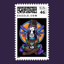 "Rhapsody" Gothic Absinthe Fairy Art Postage stamps