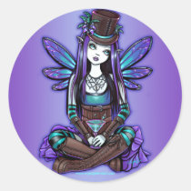 rhapsody, gothic, absinthe, fairy, art, poster, faery, faerie, fae, pixie, top, hat, flower, cute, myka, jelina, mika, big, eyed, cocktail, fantasy, steampunk, spirits, Sticker with custom graphic design