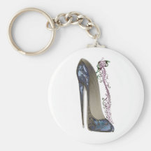 Rhapsody in Blue Stiletto Shoe Art Key Chains