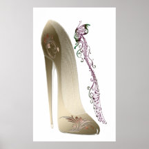 Rhapsody in Gold Stiletto Shoe Art Poster