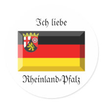 Rheinland-Pfalz Flag Gem Round Stickers