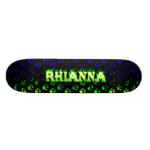 Rhianna green fire Skatersollie skateboard.