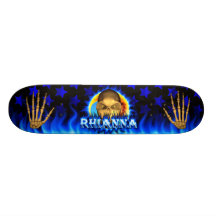 Rhianna skull blue fire Skatersollie skateboard