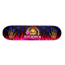 Rhianna skull pink fire Skatersollie skateboard