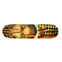 Rhianna skull real fire and flames skateboard desi