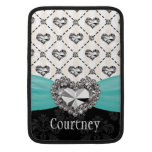 Rhinestone Heart Bling Macbook Air Sleeve 13 / 11