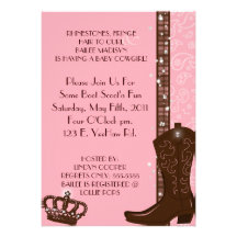 RHINESTONES, FRINGE & PINK COWGIRLS Invitation