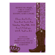 RHINESTONES, FRINGE & PURPLE COWGIRLS Invitation
