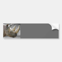 Rhino Head, Grey Background Poster Bumper Stickers