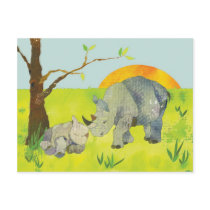 Rhino Mom & Baby postcards